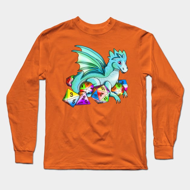 Cute baby cartoon dragon with dnd dice Long Sleeve T-Shirt by cuisinecat